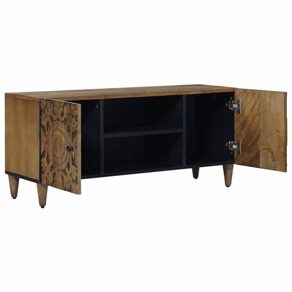 Mobile TV vidaXL in legno di mango massello marrone L: 105 cm, P: 33 cm, H: 46 cm – 2