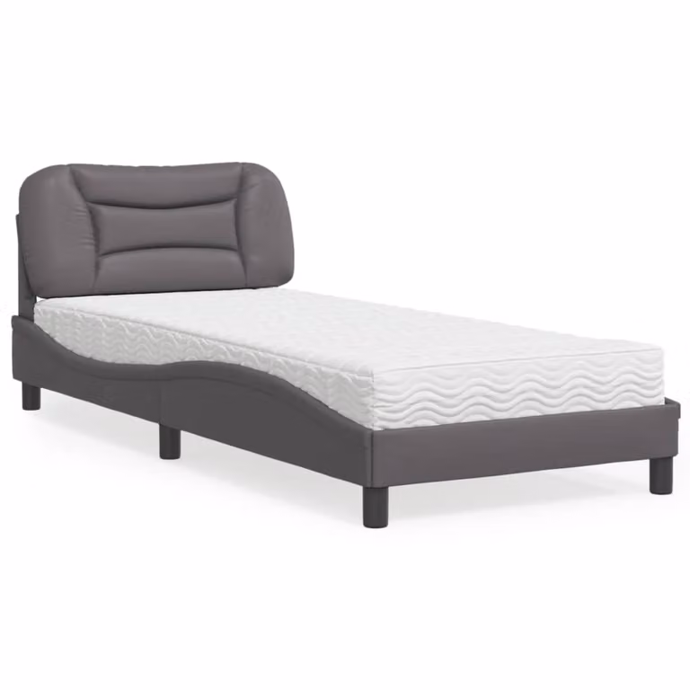 Letto con Materasso Hvar vidaXL in Similpelle Grigio, L 80 x P 200 cm