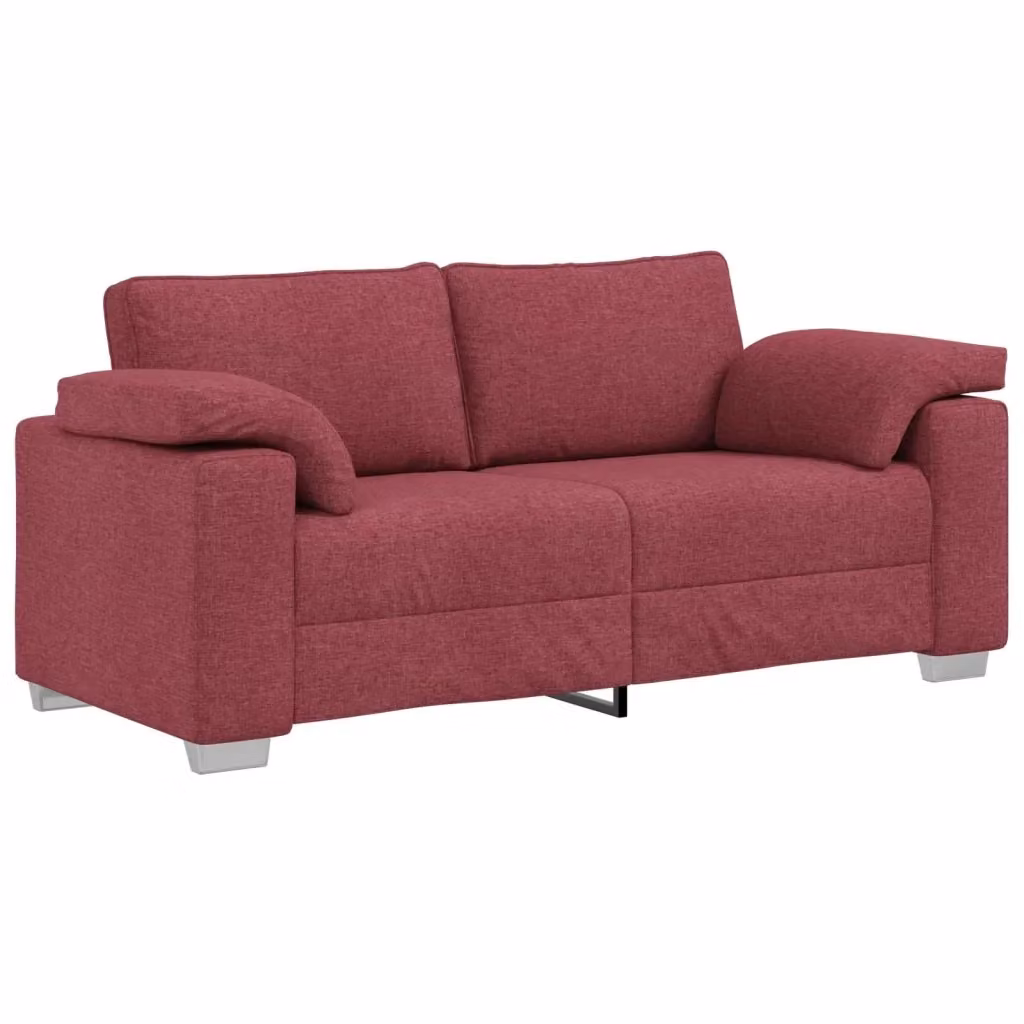 Divano a due posti moderno vidaXL in tessuto rosso con cuscini per il soggiorno L: 180 cm, P: 82 cm, H: 77 cm – 2