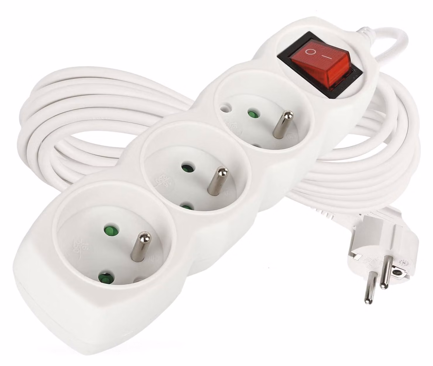 EMOS Cavo di prolunga 7 m / 3 prese / con interruttore / bianco / PVC / 1,5 mm2, P1317R