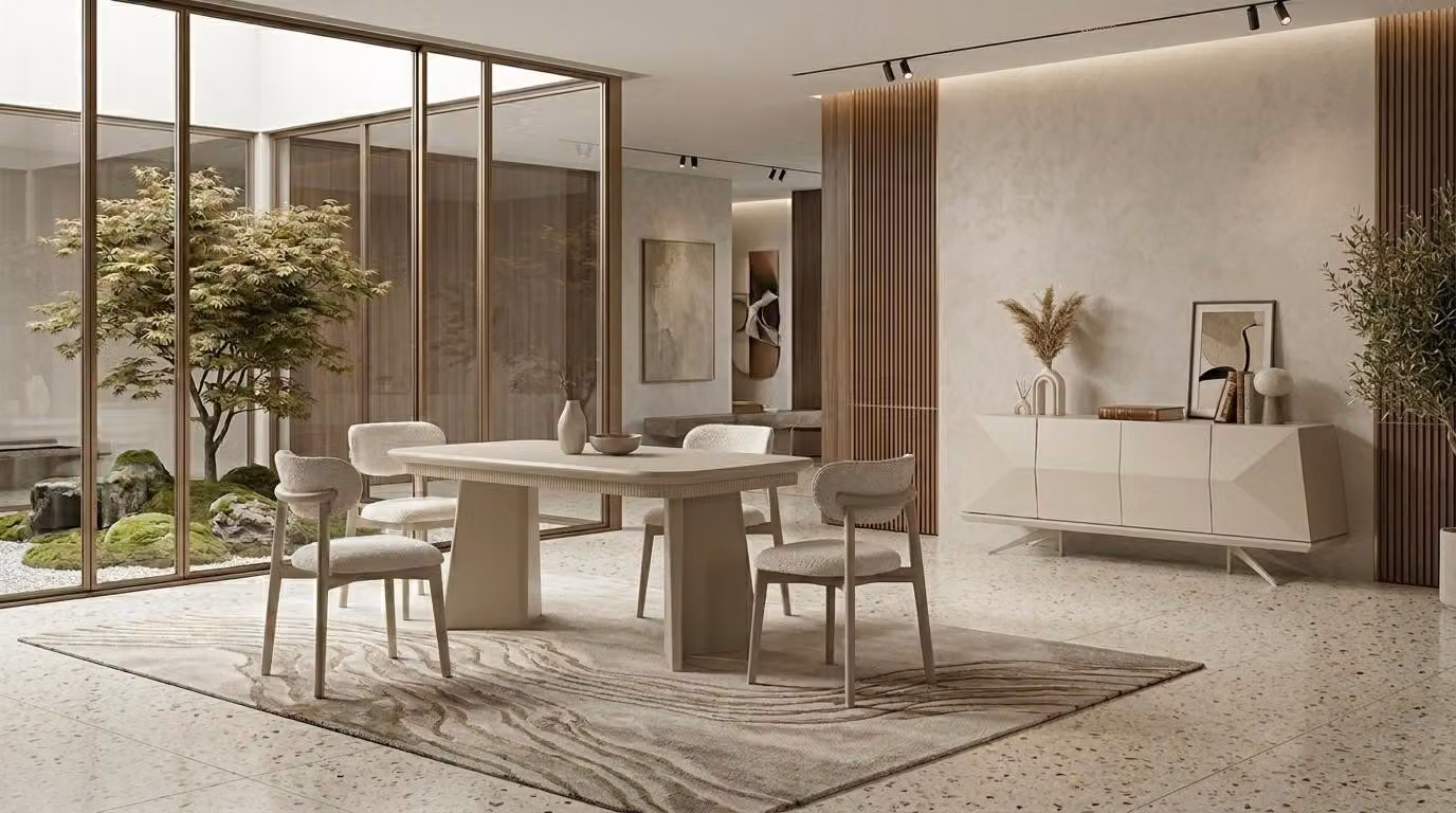 Tisch Konsole Wohnzimmer Stil modern beige rechteckig ausziehbar bequem