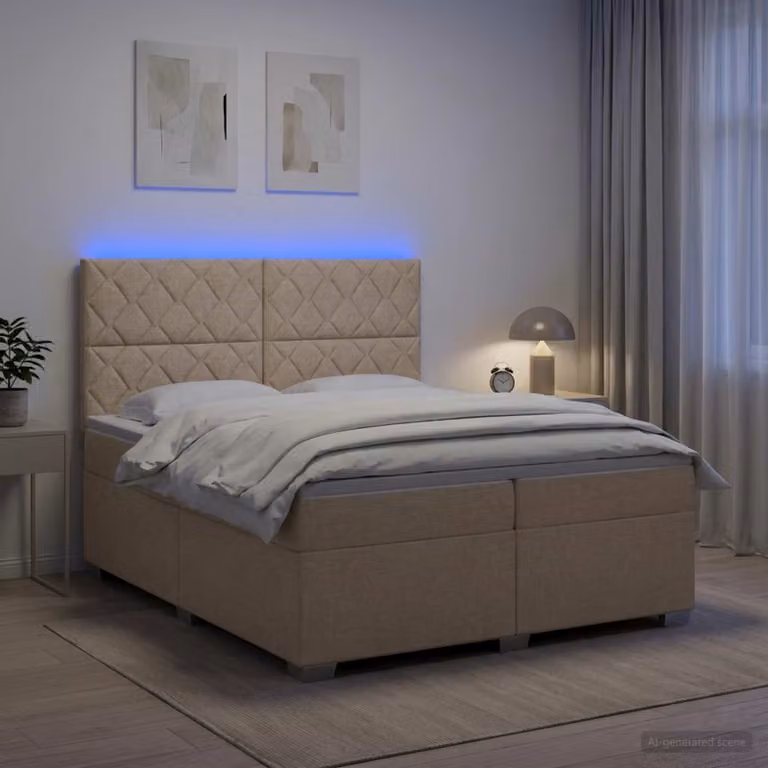 Letto box spring vidaXL con materasso a molle insacchettate, struttura in legno e tessuto, L/P/H: 200 x 200 x 140,5 cm, multicolore