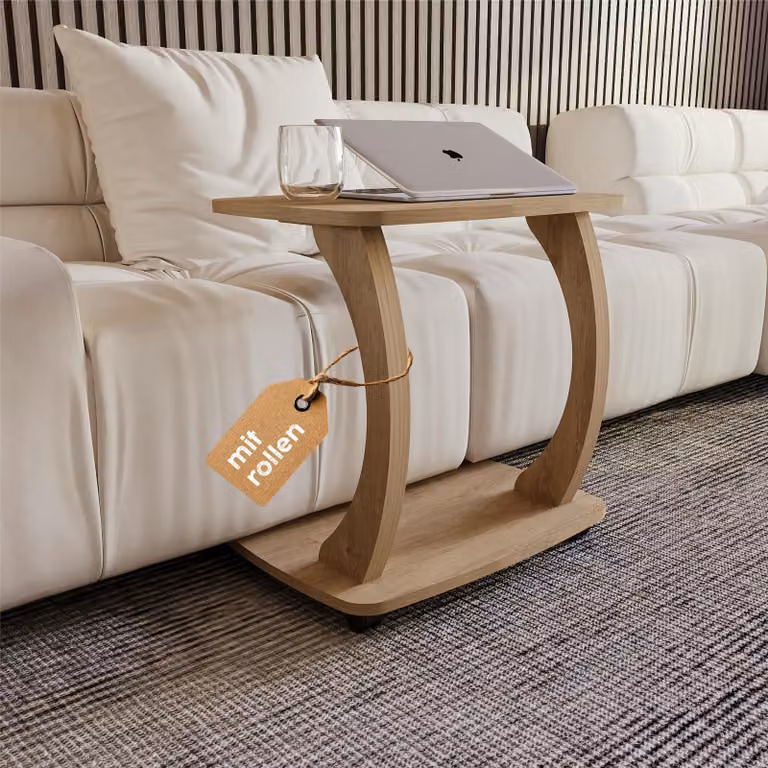 Tavolino rotondo elegante in legno di quercia effetto "smoky"