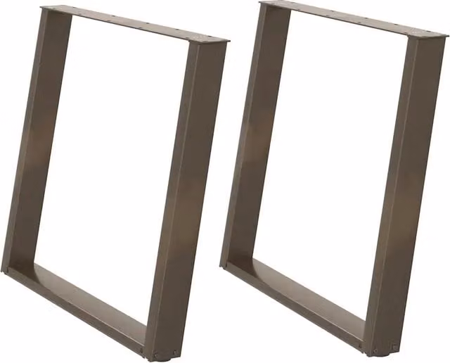 Coppia di gambe per tavolo da pranzo a forma di U in acciaio inossidabile color argento, Altezza: 72-73 cm, Larghezza: 90 cm