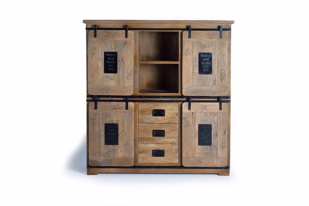Credenza in legno di mango e metallo in stile industrial color marrone Giner y Colomer – 2