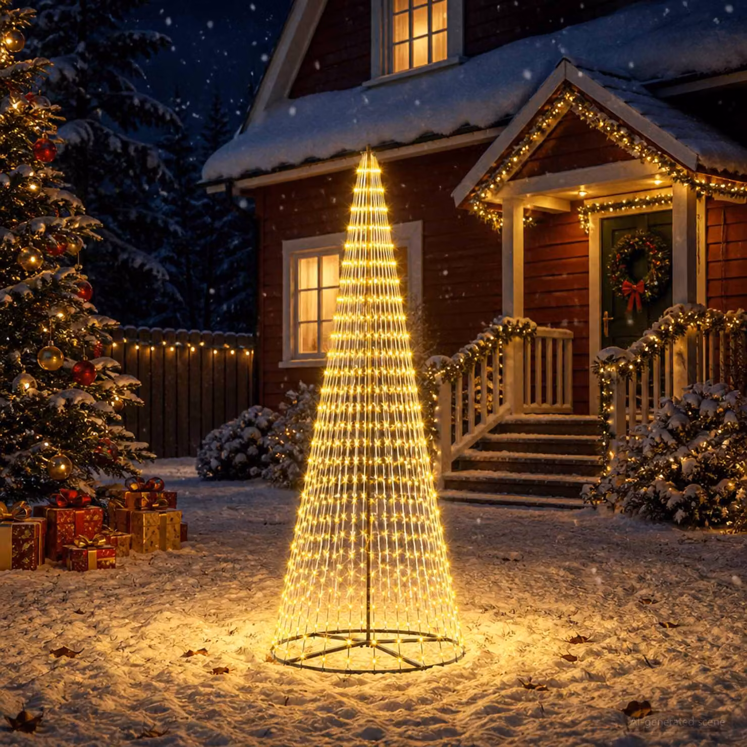 vidaXL Albero di Natale LED 285 cm 744 LED Bianco caldo Ferro Nero