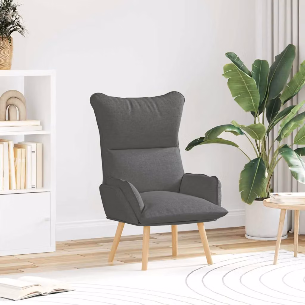 Poltrona lounge moderna vidaXL in tessuto grigio con braccioli, L: 69 cm, P: 74 cm, H: 93 cm