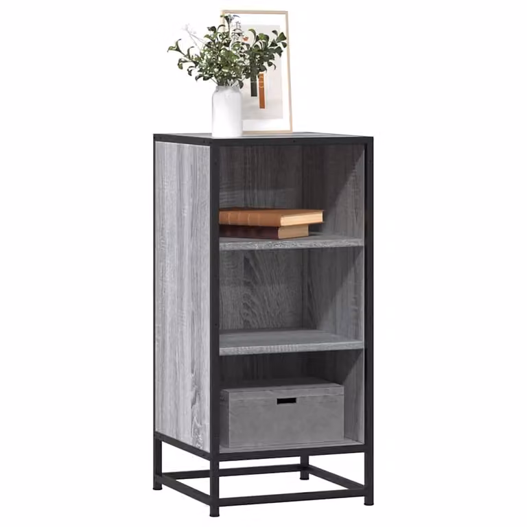 Credenza vidaXL in stile industriale in MDF e metallo, Grigio, L 35,5 cm x P 35 cm x H 76 cm