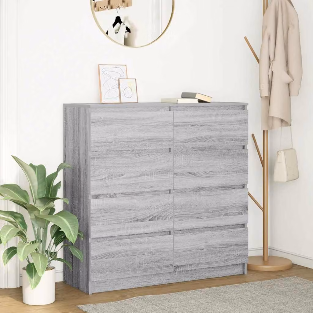 Credenza vidaXL in legno multistrato e MDF, Grigio Sonoma, L 100 x P 35 x H 99 cm