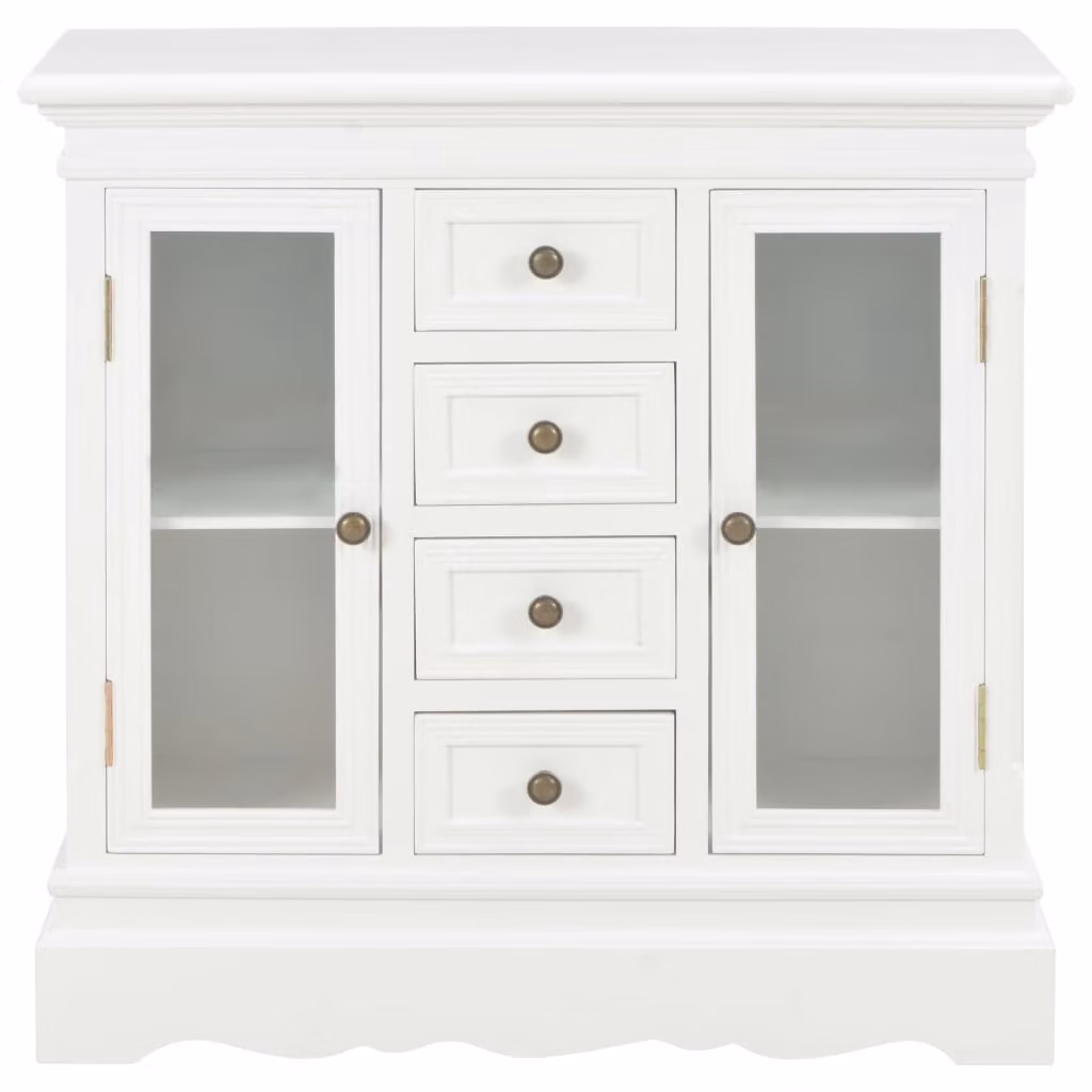 Credenza Bianca 70x28x70 cm in Legno Massello di Pino
