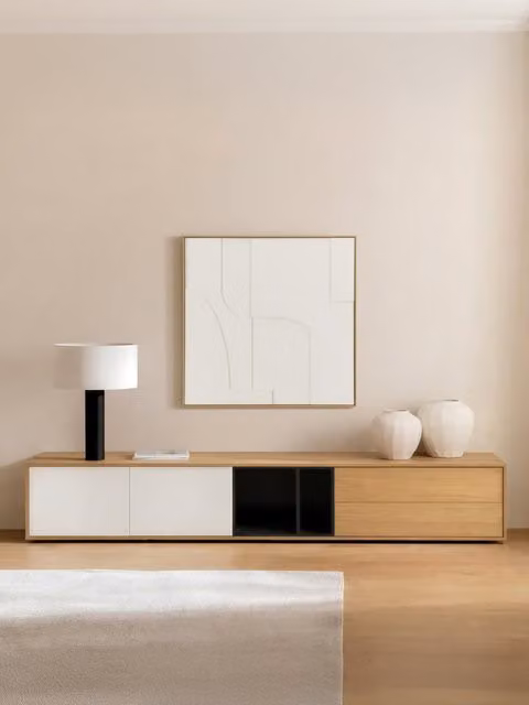 Mobile TV Emmet 280 Kenay Home in rovere e lacca grafite e bianco – 1