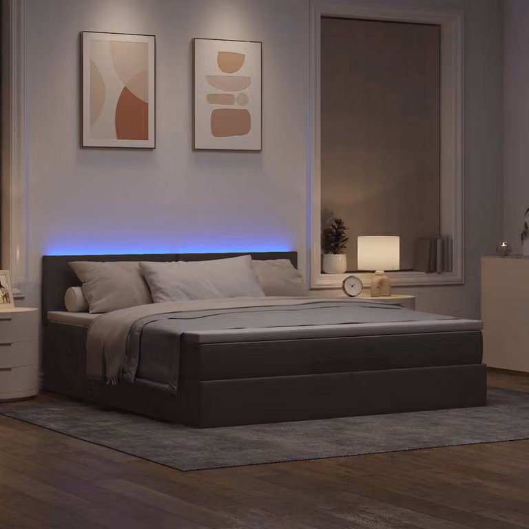 Maison Exclusive - Letto ottomano con materasso e LED taupe 180x200 cm tessuto