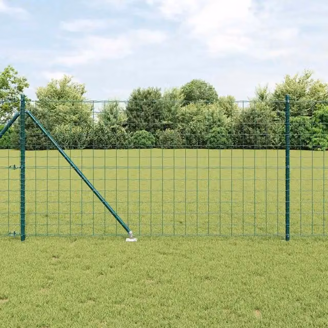 Recinzione Euro vidaXL in acciaio rivestito in PVC verde, da installare nel terreno, L: 100 cm, H: 100 cm