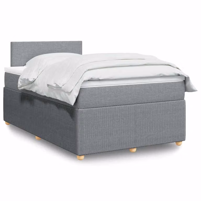 vidaXL Giroletto a Molle con Materasso Ibrido in Tessuto Grigio e Bianco, L 120 x P 200 cm