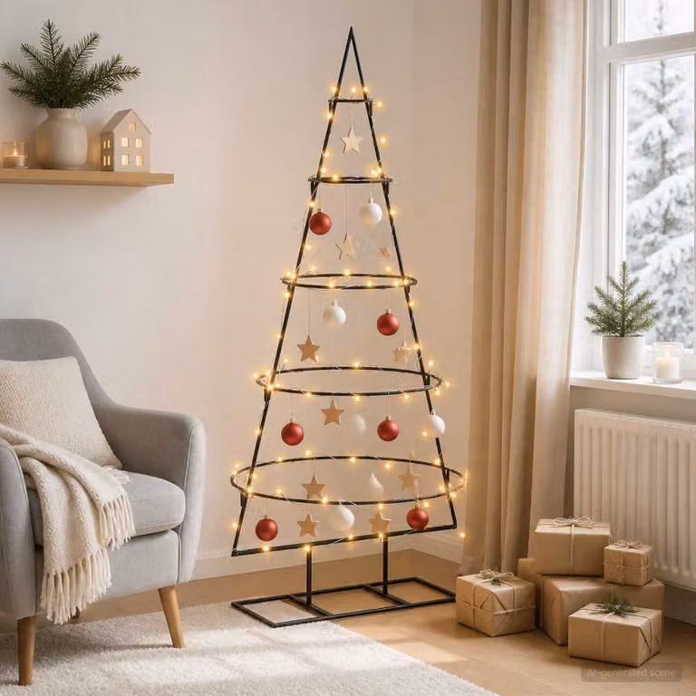 Albero di Natale moderno in metallo vidaXL KUOPIO nero, Altezza: 125 cm