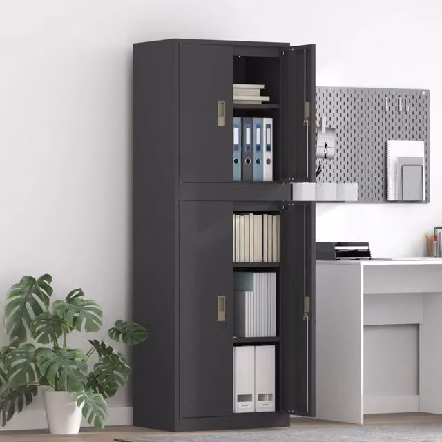 Armadio 2 pz Nero 60 x 40 x 175 cm Acciaio Bloccabile 3438753
