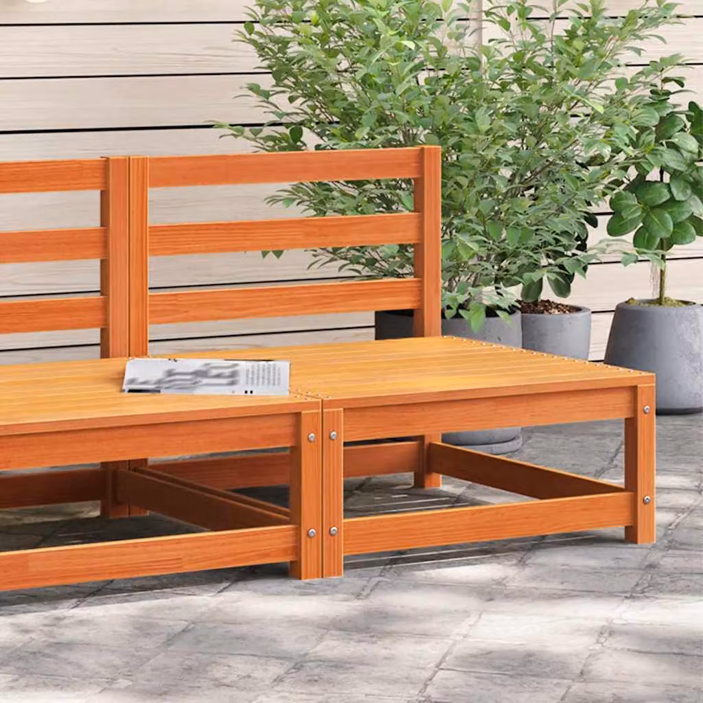 vidaXL Divano da giardino senza braccioli in pino color marrone cera L/P/H: 70 x 70 x 67 cm