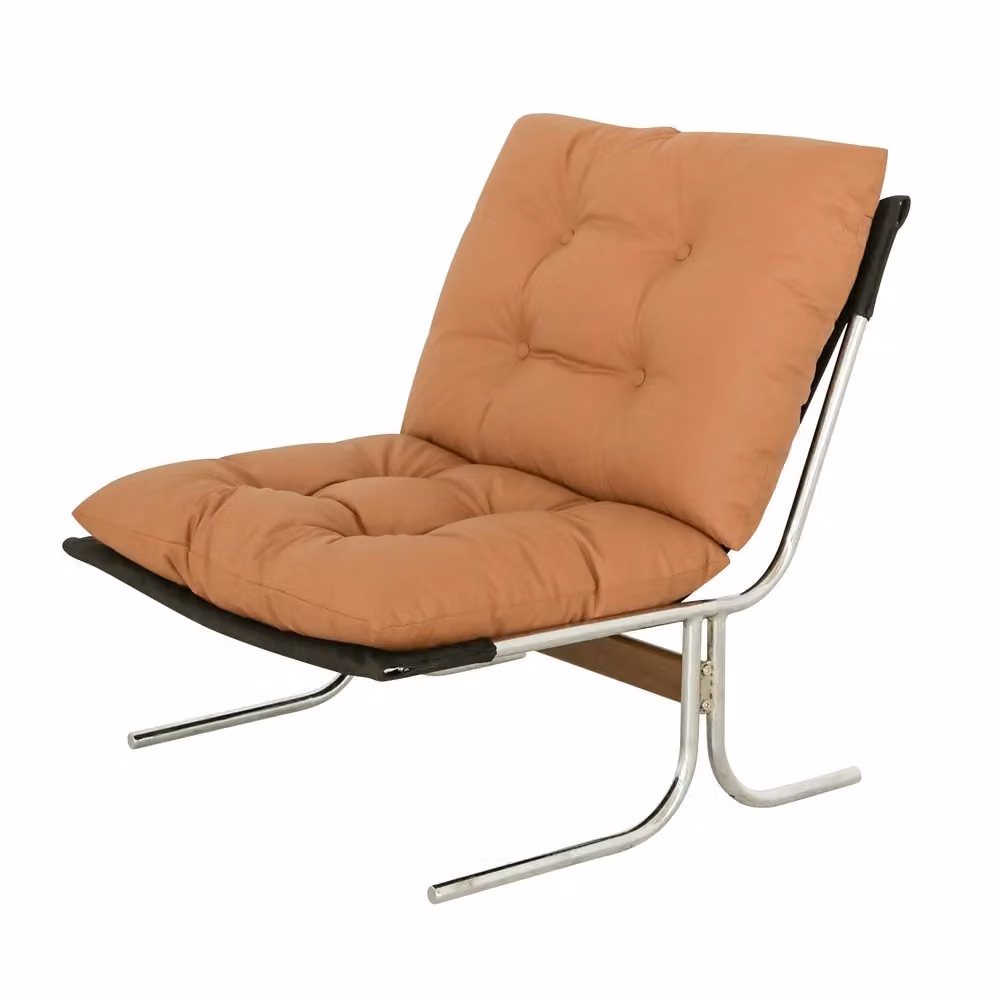 Sedia da soggiorno Minimal in similpelle marrone con gambe in metallo stile moderno – 2