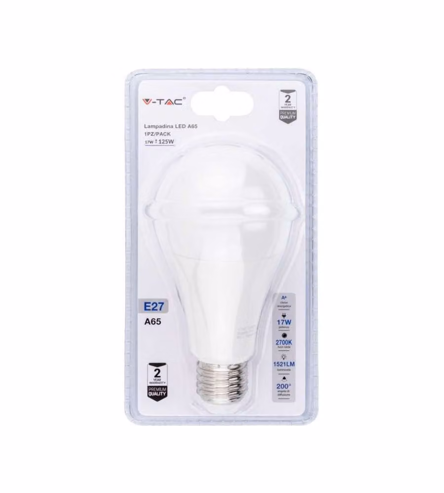 Lampadina LED E27 17W A65 3000K (Blister 1 Pezzo)