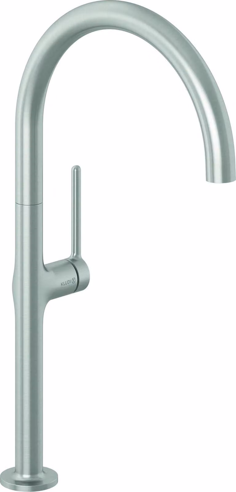 Kludi REEF, miscelatore monocomando per lavello, comando laterale, acciaio inox, finitura nichel, 1 pz.