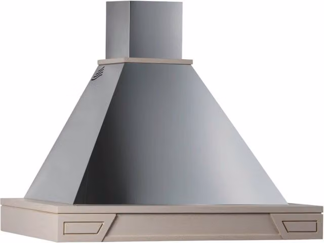 Cappa aspirante GINEVRA in acciaio inox silver e cornice in legno intarsio cm 120