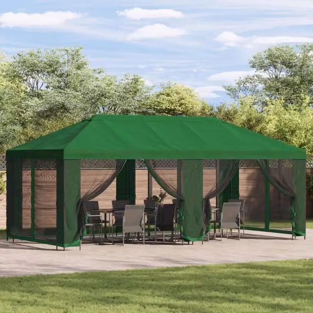 Gazebo da giardino con pareti laterali 6 x 3 m Verde 3376023