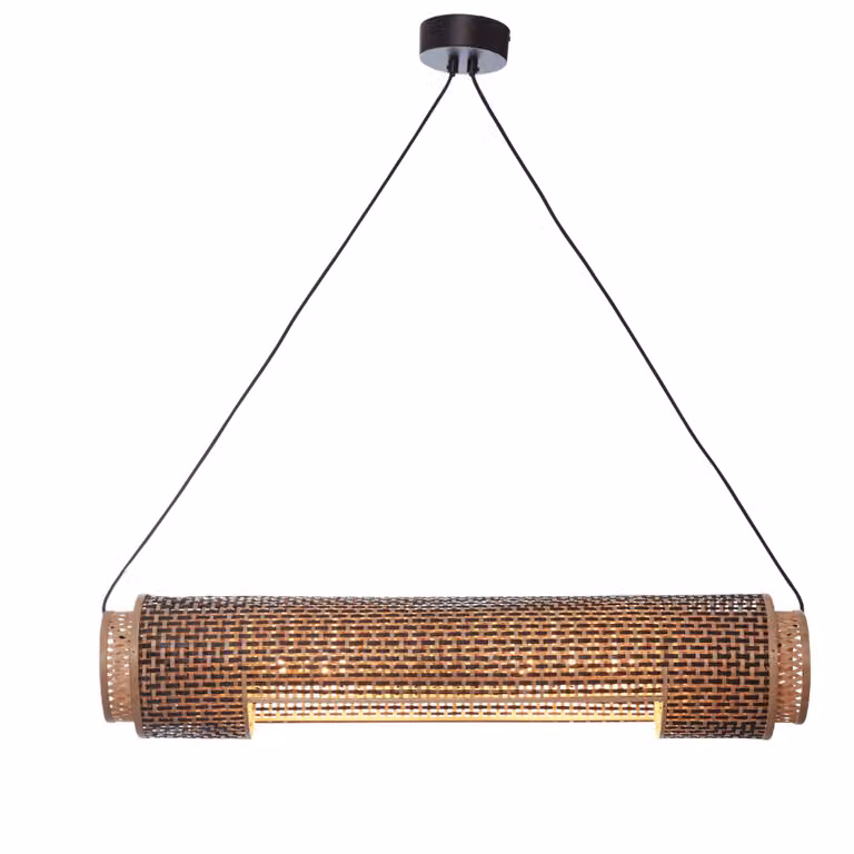 GOOD&MOJO - Lampada a sospensione Bhutan - Bambù/Nero - 85x15x15cm Lampada a sospensione - Lampada da tavolo - Lampada da soggiorno - Lampada da camera da letto - Soggiorno