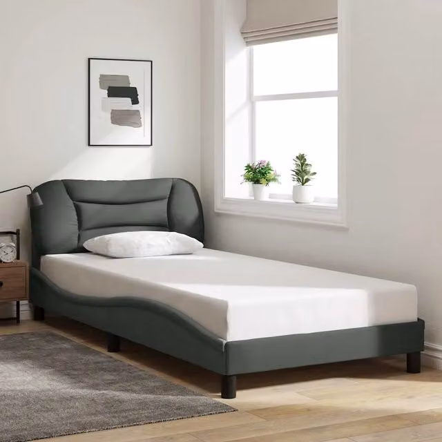 Struttura Letto Hvar Design Mania Grigio Scuro con Giroletto in Tessuto L/P: 100 x 200 cm