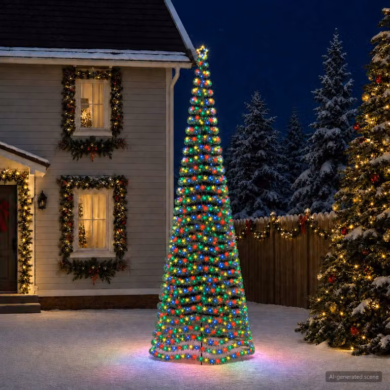 vidaXL Albero di Natale a LED in tinsel con picchetto EKENAS 500 cm