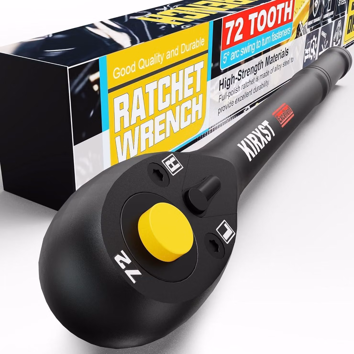 Chiave a cricchetto da 3/8 di pollice, 72 denti, 230 mm, acciaio cromo-vanadio