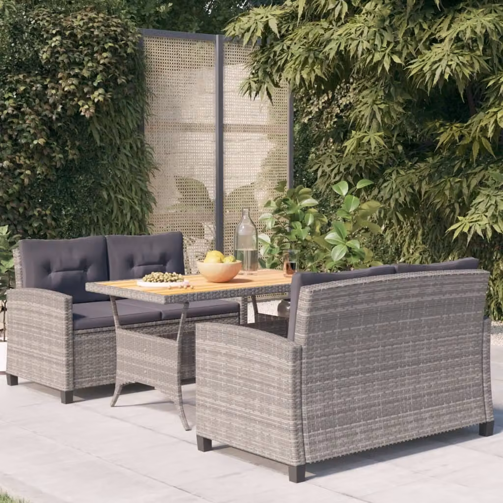 Maison Exclusive - Set da pranzo da giardino a 3 pezzi con cuscini grigi in rattan sintetico
