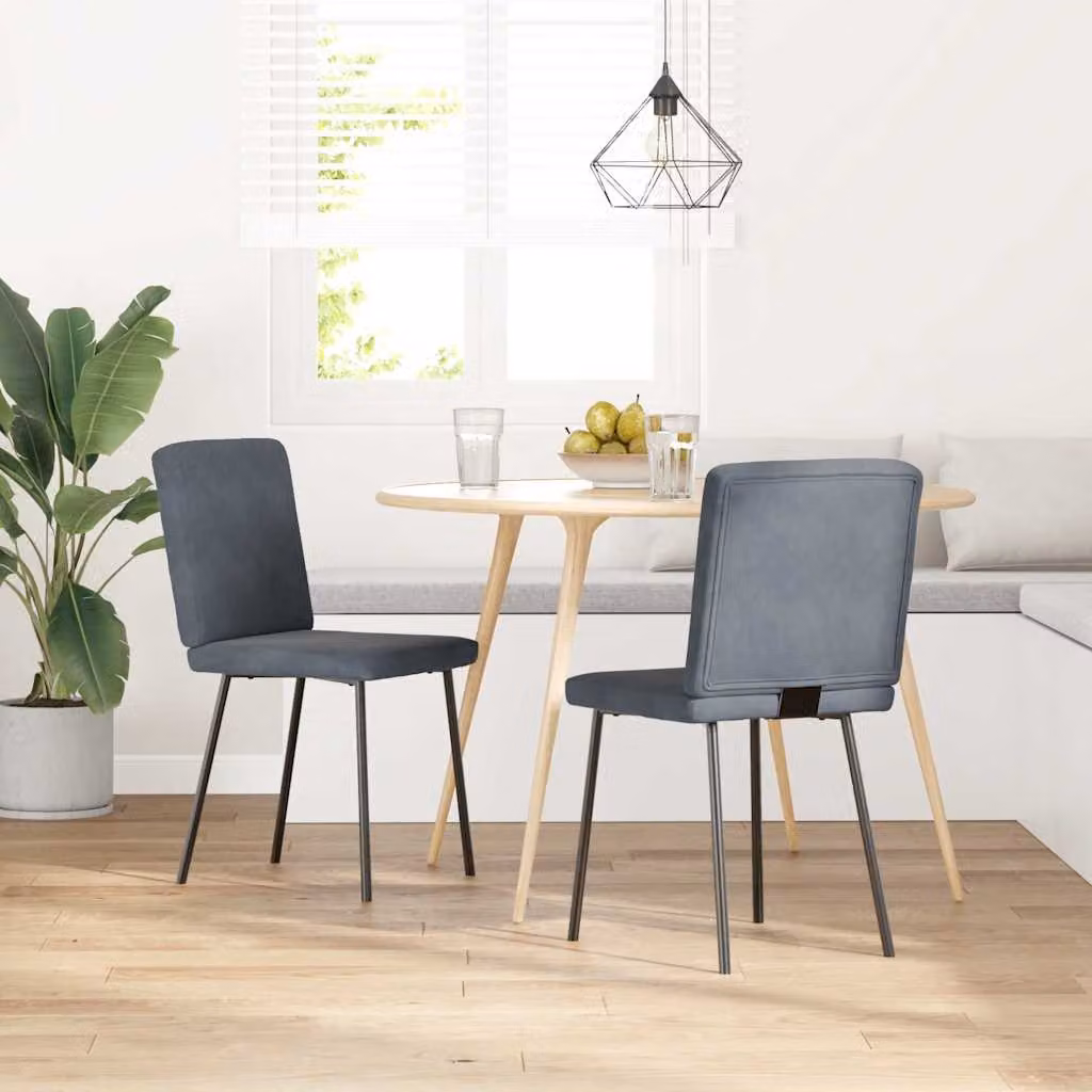 Set di 2 sedie da pranzo moderne vidaXL in velluto grigio con struttura in metallo e legno