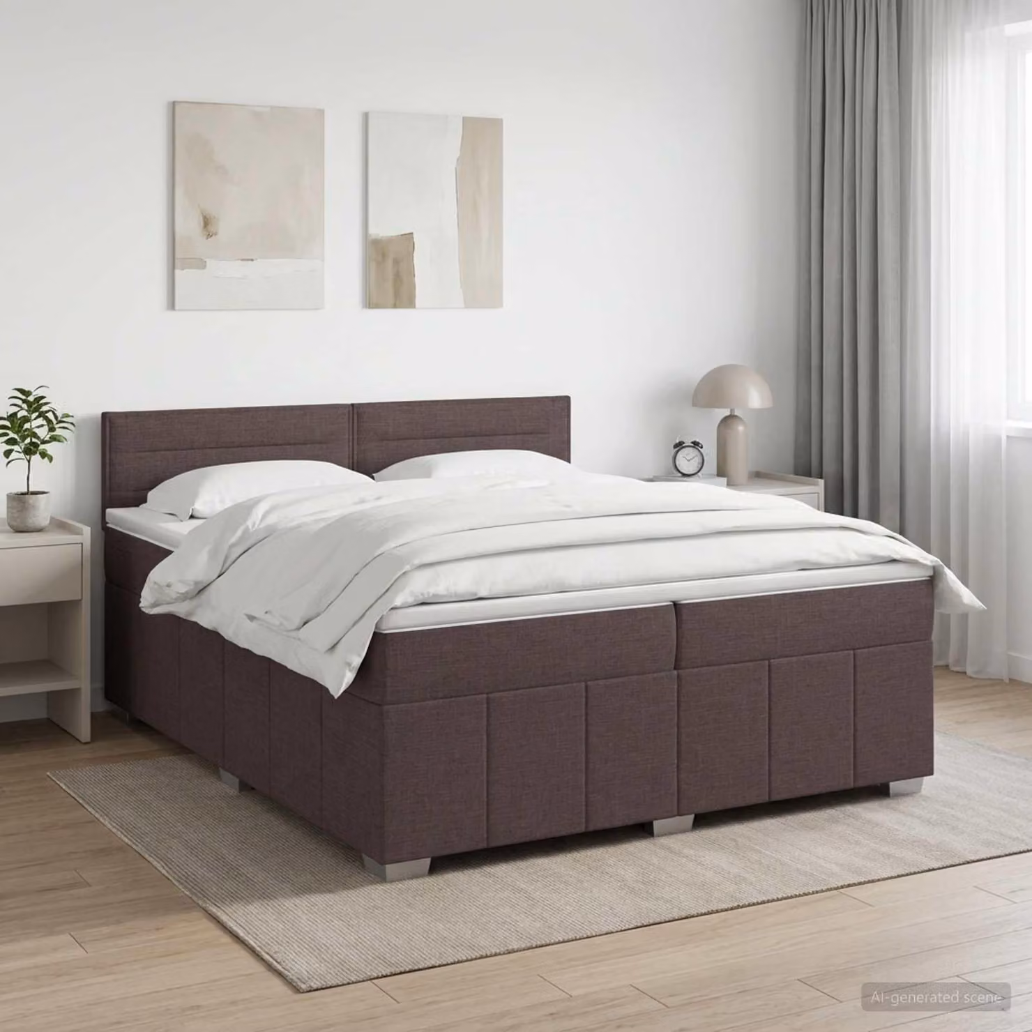 Maison Exclusive - Letto boxspring con materasso marrone scuro 200 x 200 cm Tessuto