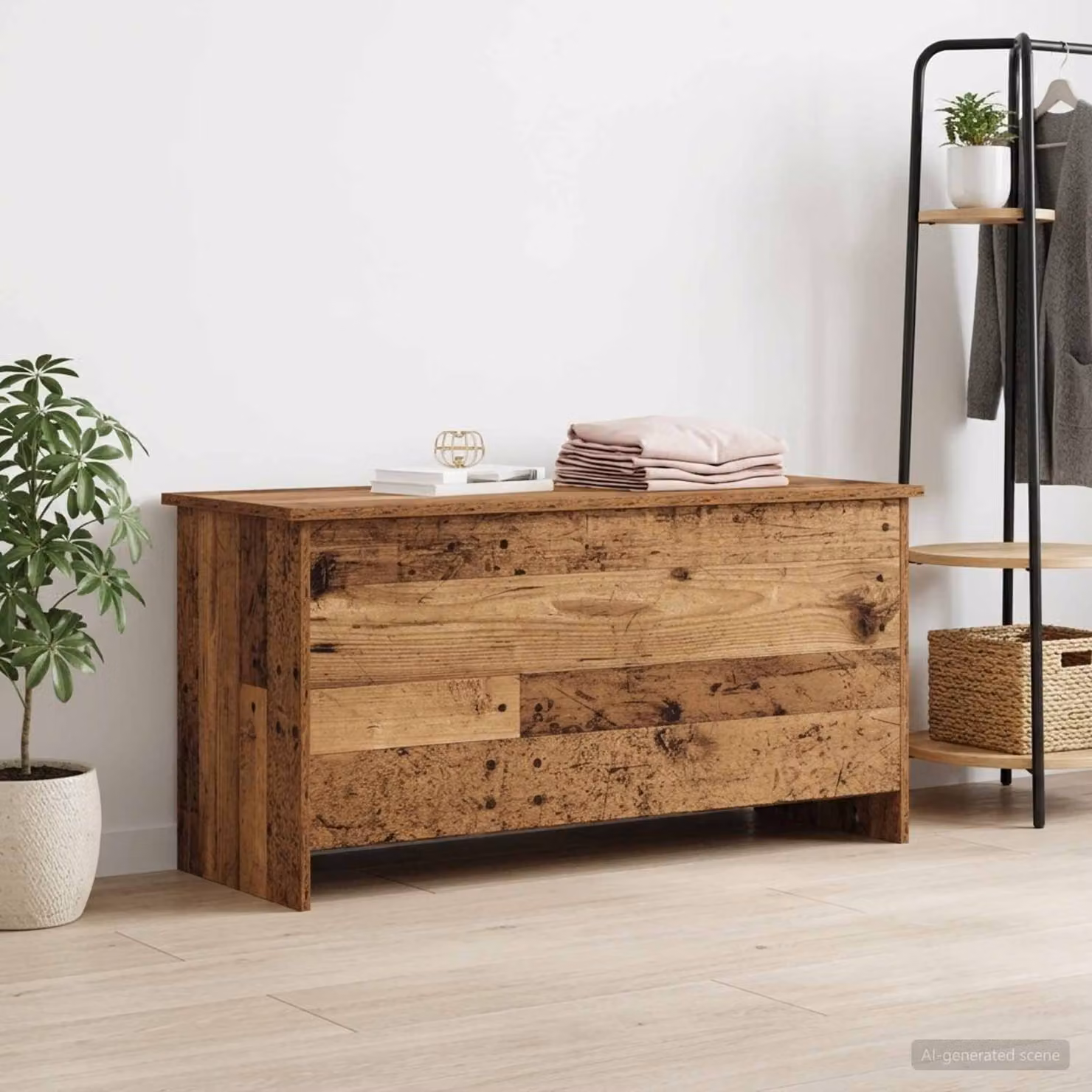 vidaXL Cassa di stoccaggio in legno moderno colore marrone L 100 cm x P 40 cm x H 50 cm