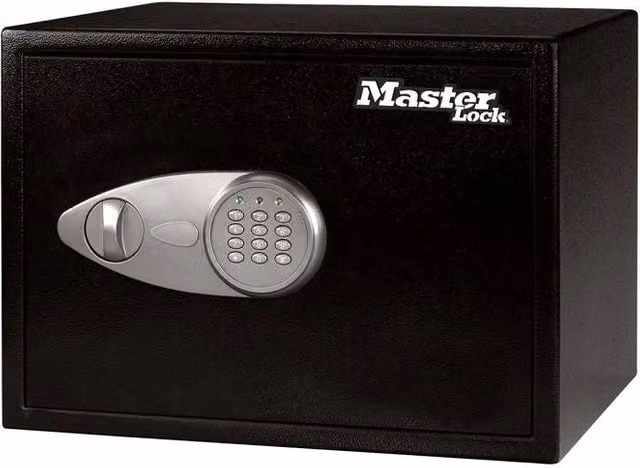 Master Lock X125ML Cassaforte Elettronica a Combinazione Digitale in Acciaio Nero con Fissaggio a Muro o Pavimento L/P/H: 43 x 37 x 27 cm