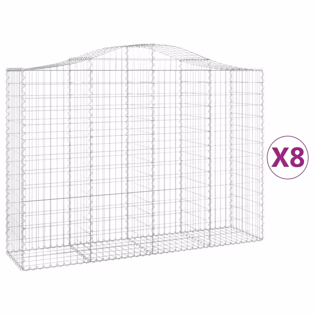 Set di 8 Cesti Gabbioni ad Arco Videx in Acciaio Zincato Argento L: 200 cm, P: 50 cm, H: 140/160 cm – 2