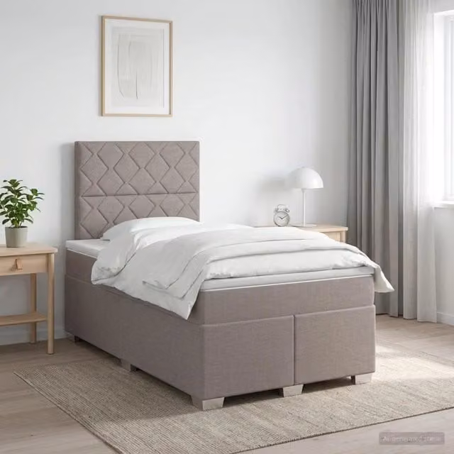 Letto box spring con materasso ibrido vidaXL beige L/P: 120 x 200 cm