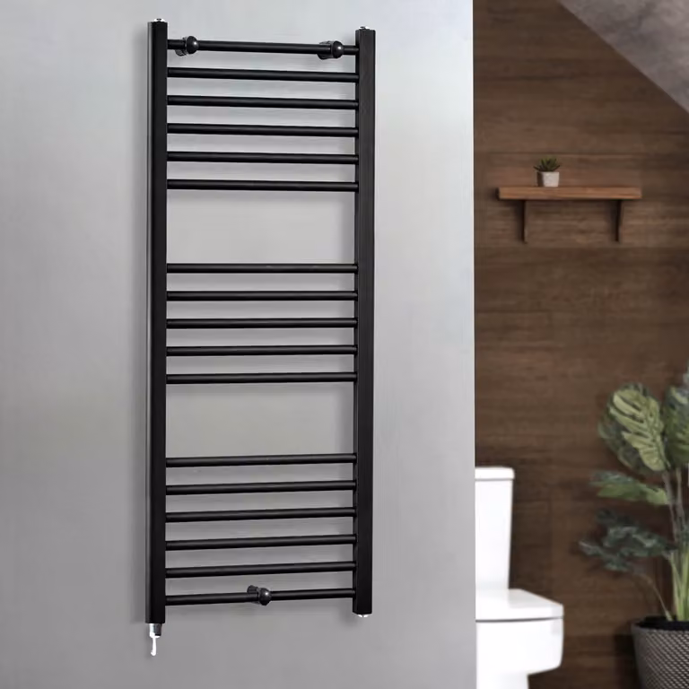 Scaldasalviette Elettrico Diritto Nox ECOSO di Hudson Reed, Nero, L: 120 cm, P: 50 cm
