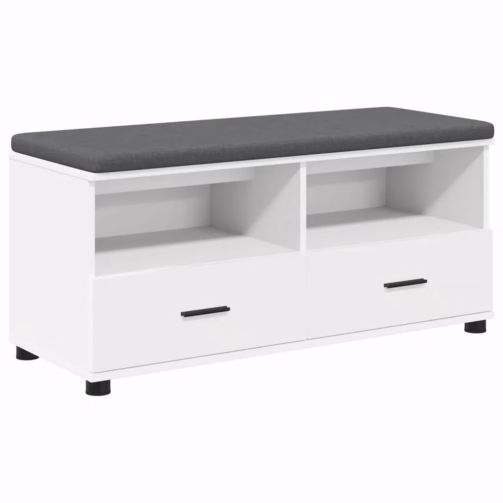 Panca per ingresso con cuscino e porta scarpe vidaXL bianca L: 100 cm, P: 38 cm, H: 46 cm – 2