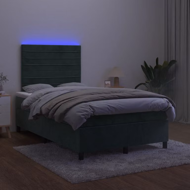 Maison Exclusive - Letto a Molle con Materasso e LED Verde Scuro 120x200cm Velluto