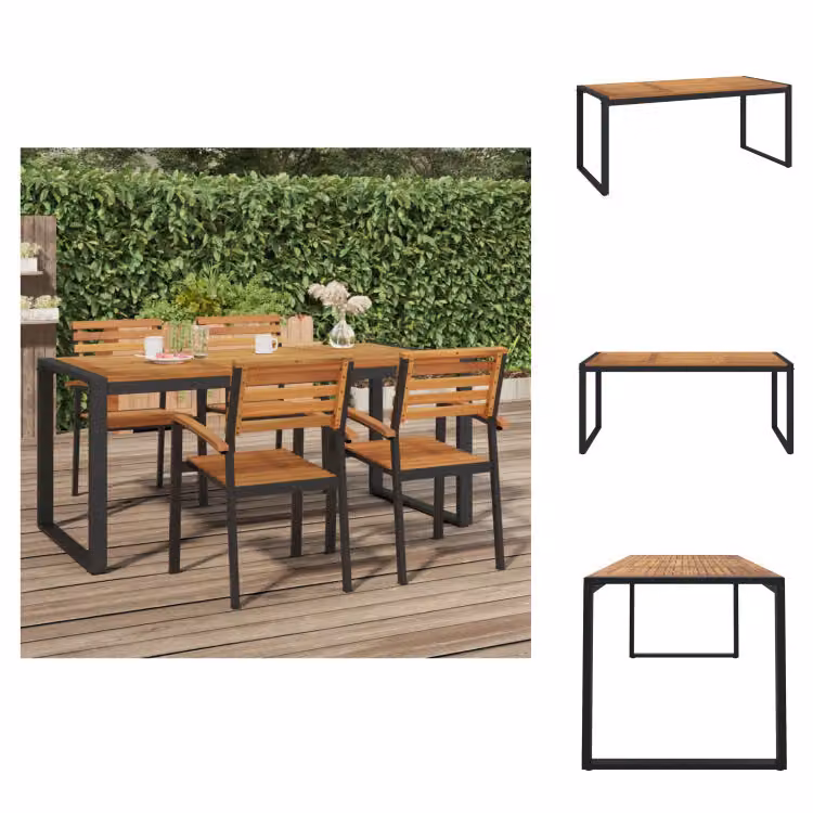 vidaXL Tavolo da giardino con struttura a forma di U 180x90x75 cm Legno massello di acacia -  Tavoli da giardino