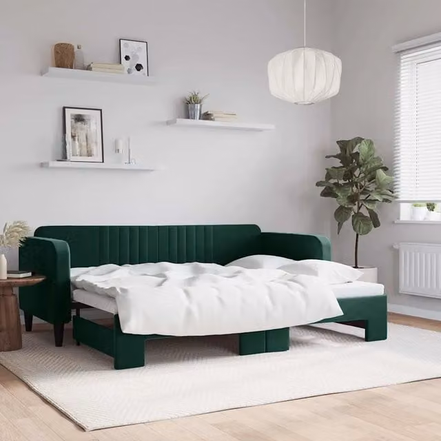 Divano Letto con Letto Estraibile-Sofa Letto-Daybed Verde Scuro 80x200cm Velluto 788166