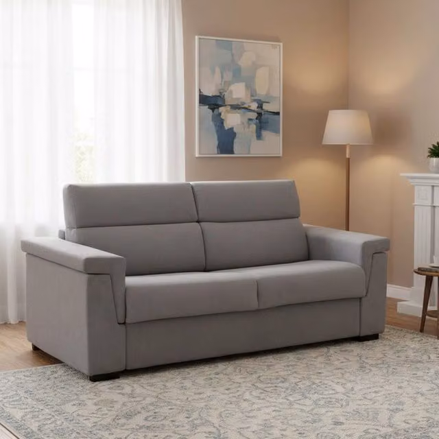 Divano Letto 3 Posti Benedetto DMORA Grigio con Rivestimento Sfoderabile e Struttura in Legno Made in Italy L: 225 cm, P: 95 cm – 1
