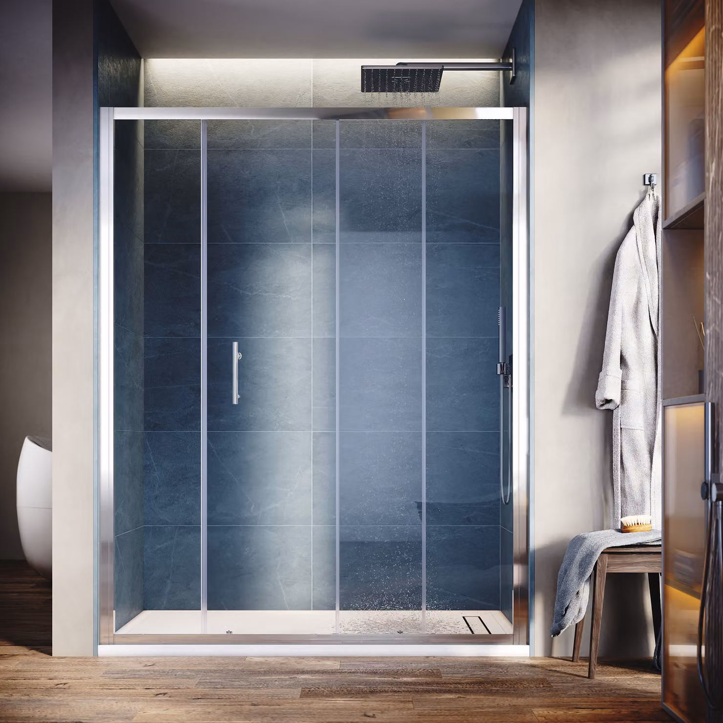 Porta scorrevole per doccia 130 cm x 185 cm Vetro ESG Cabina doccia Porte scorrevoli per doccia Parete doccia Porta per nicchia Doccia Porta per doccia Vetro di sicurezza temperato Altezza: 185 cm