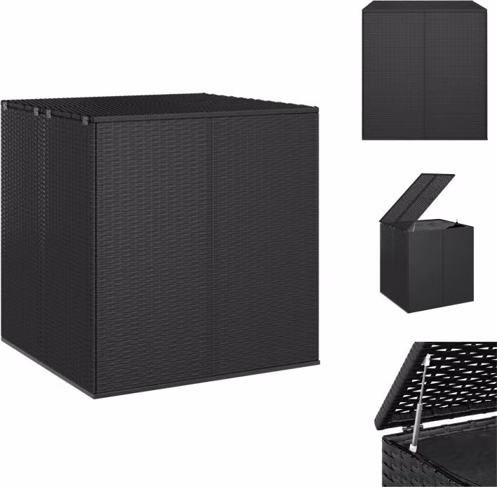 vidaXL Scatola per cuscini da giardino in rattan PE 100x97,5x104 cm nero - Scatole da giardino