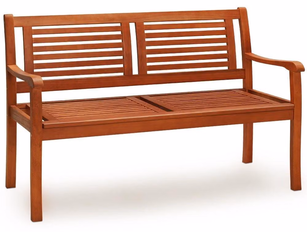 Panchina da giardino Panca da esterno - 2 posti - Legno di eucalipto resistente alle intemperie - 120 x 56 x 88 cm -