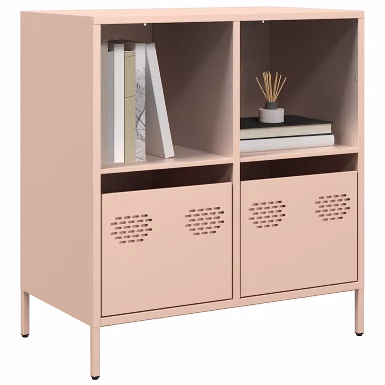 Credenza vidaXL in metallo rosa opaco, L 68 cm x P 39 cm x H 73,5 cm