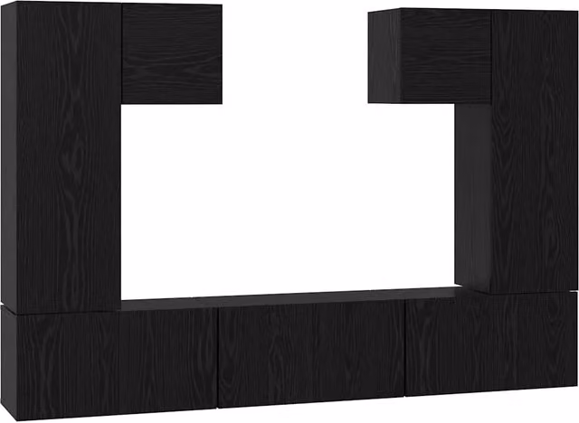 Set mobile TV 7 pz | Armadietto TV | Mobile Porta TV Rovere Nero Legno multistrato