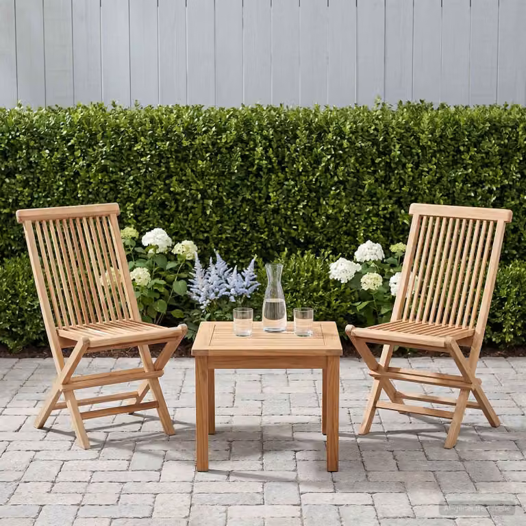 Set di 2 sedie da giardino pieghevoli vidaXL in legno di teak naturale marrone