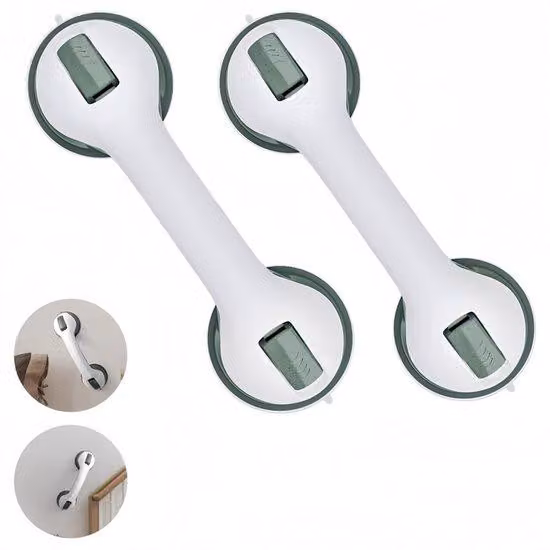 Maniglie di sicurezza per anziani (set di 2) – Maniglie con ventose – Braccioli di sicurezza – Maniglie per vasca da bagno – Resistenti – Non richiedono foratura – Rimovibili – 29 x 9,5 cm – Bambù – Bianco